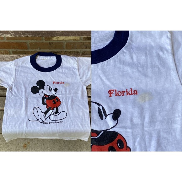 Lot of 4 80s Kid's Ringer T-shirt Polo Shirt Izod Lacoste Mickey Minnie Mouse - Picture 3 of 5